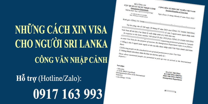 cách xin visa cho người mang quốc tịch sri lanka công tác thăm thân du lịch