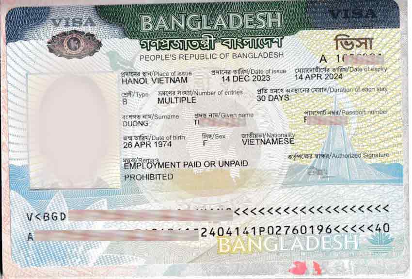 visa công tác bangladesh 3 tháng