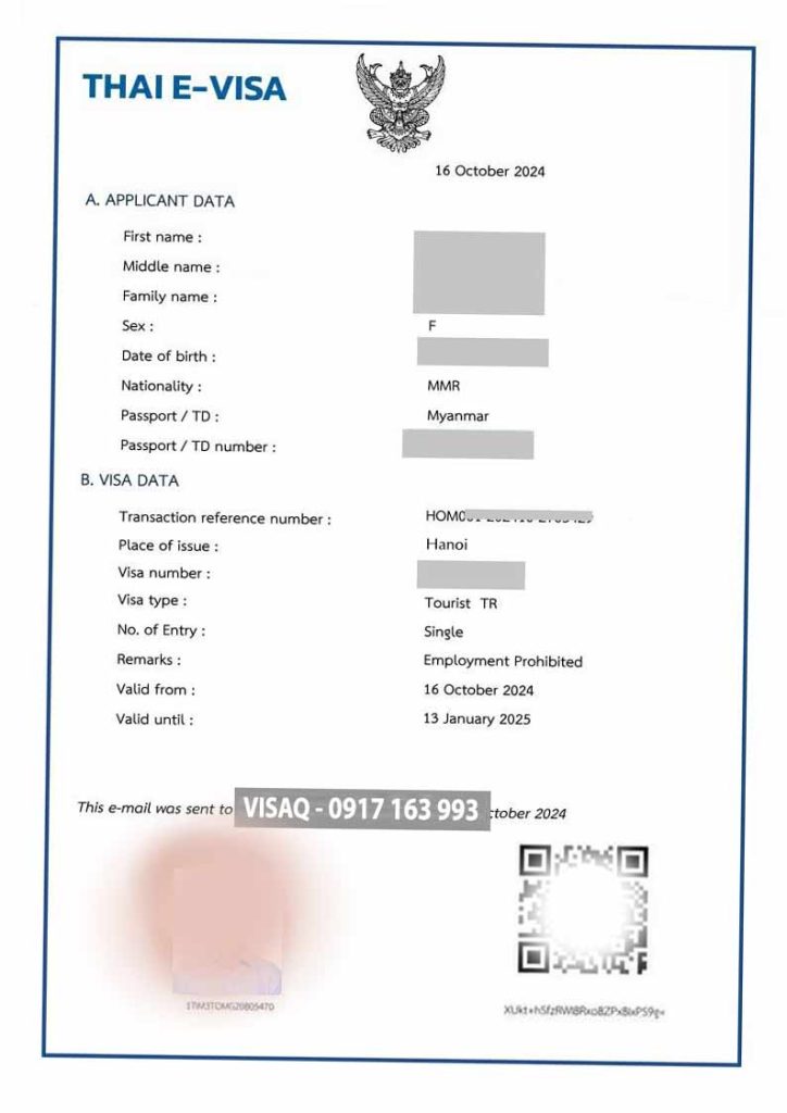 visa công tác thái lan 3 tháng