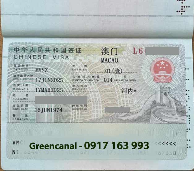 thời hạn visa công tác macau