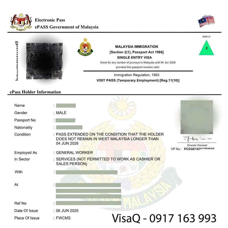 thẻ lao động employment pass malaysia ep epass